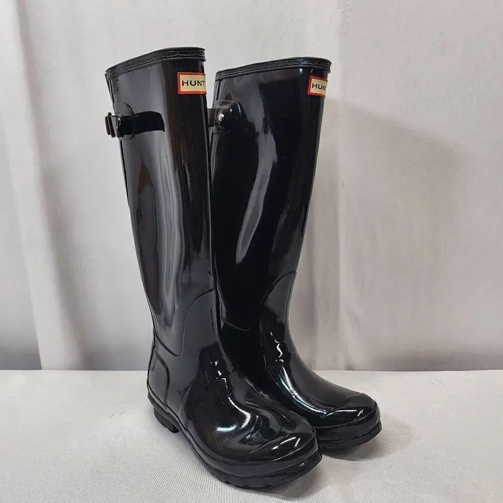 Hunter Original Tall Gloss Rubber Rain Boots Women's US 6
